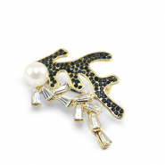 Broches algas marinas Azul oscuro-dorado