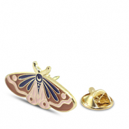 Pins mariposa nocturna Marrón-rosa-azul-dorado