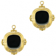 Colgantes Acero Inox cuadrado esmalte Dorado-negro