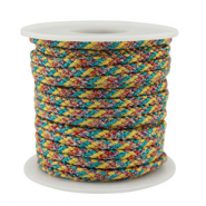 Cordón trenzado trendy 3.5mm Amarillo-verde-rojo