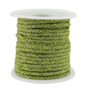 Cordón trenzado trendy 3.5mm Verde-plateado
