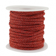 Cordón trenzado trendy 3.5mm Rojo-plateado