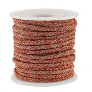 Cordón trenzado trendy 3.5mm Rojo-rosa-dorado