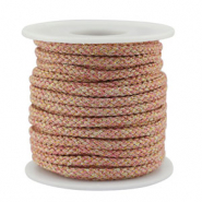 Cordón trenzado trendy 3.5mm Blancuzco-rosa-dorado