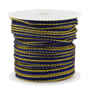 Cordón trenzado trendy 2.3mm Azul oscuro-dorado