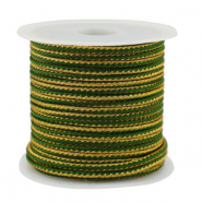 Cordón trenzado trendy 2.3mm Verde musgo-dorado