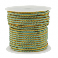 Cordón trenzado trendy 2.3mm Verde menta-dorado