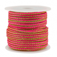 Cordón trenzado trendy 2.3mm Rosa neón-dorado
