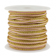 Cordón trenzado trendy 2.3mm Rosa claro-dorado