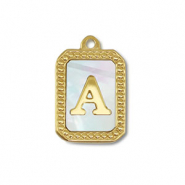 Colgante Acero Inox concha letra A Dorado-blanco (color natural)