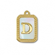 Colgante Acero Inox concha letra D Dorado-blanco (color natural)