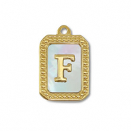 Colgante Acero Inox concha letra F Dorado-blanco (color natural)