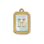 Colgante Acero Inox concha letra H Dorado-blanco (color natural)