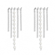 Pendientes Acero Inox con imitación de perlas Plateado