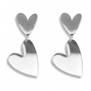 Pendientes Acero Inox corazón Plateado