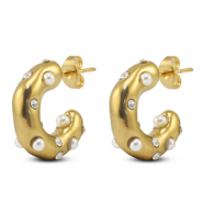 Pendientes Acero Inox con imitación de perlas Dorado
