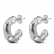 Pendientes Acero Inox con imitación de perlas Plateado