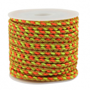 Cordón trenzado trendy 3mm Naranja-amarillo-dorado