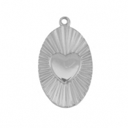 Colgantes Acero Inox coraz&oacute;n Plateado