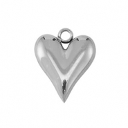 Colgantes Acero Inox coraz&oacute;n Plateado