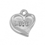 Colgantes Acero Inox coraz&oacute;n Plateado