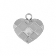 Colgantes Acero Inox coraz&oacute;n Plateado