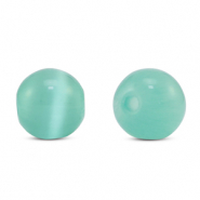 Abalorios de cristal 6 mm Ojo de gato Turquesa menta