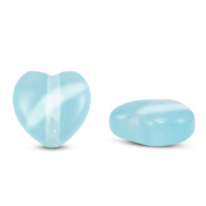 Abalorios de cristal Ojo de gato corazon Azul cielo