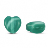Abalorios de cristal Ojo de gato corazon Verde oscuro