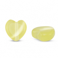 Abalorios de cristal Ojo de gato corazon Amarillo