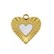 Colgante Acero Inox concha corazón Dorado-blanco (color natural)