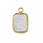 Colgante Acero Inox concha rectángulo Dorado-blanco (color natural)