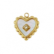 Colgante Acero Inox concha corazón Dorado-blanco (color natural)