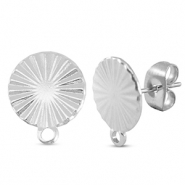 Fornituras Acero Inox pendientes redondo con anilla Plateado