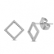 Pendientes Acero Inox rombo Plateado