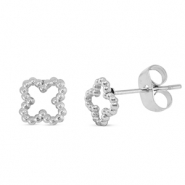 Pendientes Acero trébol Plateado