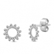 Pendientes Acero Inox flor Plateado