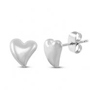 Pendientes Acero Inox corazón Plateado
