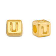 Abalorios letras met&aacute;licos DQ U Dorado (sin n&iacute;quel)