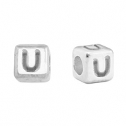 Abalorios letras met&aacute;licos DQ U Plata vieja (sin n&iacute;quel)