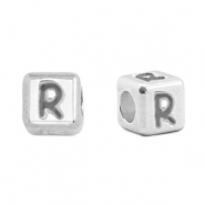 Abalorios letras met&aacute;licos DQ R Plata vieja (sin n&iacute;quel)