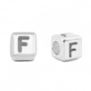 Abalorios letras met&aacute;licos DQ F Plata vieja (sin n&iacute;quel)