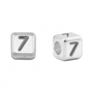 Abalorios letras met&aacute;licos DQ 7 Plata vieja (sin n&iacute;quel)