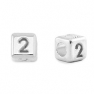 Abalorios letras met&aacute;licos DQ 2 Plata vieja (sin n&iacute;quel)