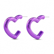 Pendientes trendy corazón Púrpura