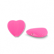 Abalorios acr&iacute;licos coraz&oacute;n Rosa fucsia