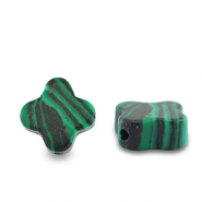 Piedras Naturales abalorios Calcita tr&eacute;bol Verde-negro