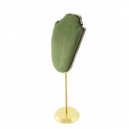 Expositor de joyería busto para collares Verde olivia-dorado