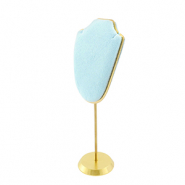 Expositor de joyería busto para collares Azul hielo-dorado