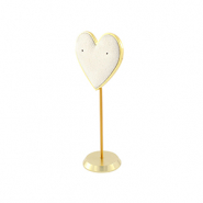 Expositor de joyería corazón para pendientes Opaco blancuzco-dorado